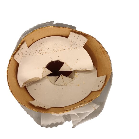 Vintage Cardboard Angel Tree Topper Playing Guitar Mandolin White Gold 9" X 4" - Picture 9 of 11